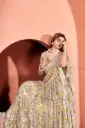 Yellow lehnga-choli with georgette fabric layer frill lehnga with Kodi and beads embellishment on blouse