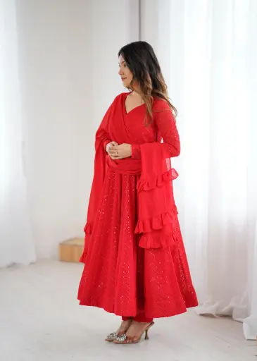 Lukhnowi Georgette fabric Anarkali suit